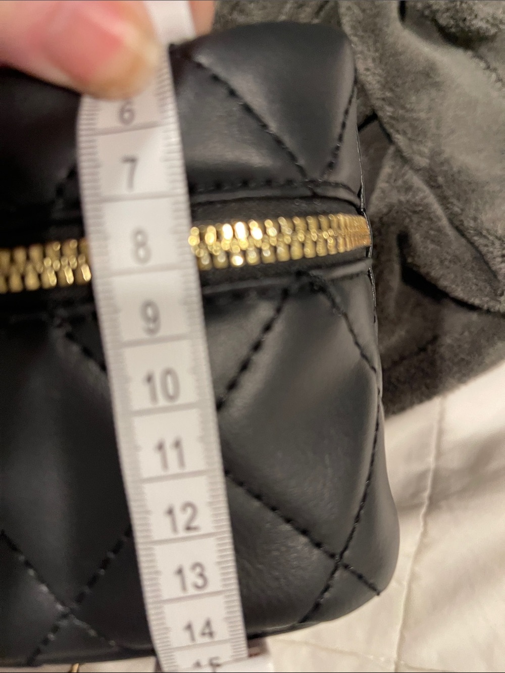 Black Quilted Mini Crossbody with Gold Chain Strap - Picture 7 of 8